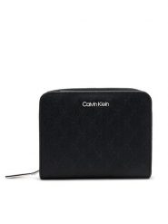 Calvin Klein Mały Portfel Damski Ck Must Medium Zip Around_Mono K60K612942 Czarny. Czarne portfele Calvin Klein, bez wzorów, ze skóry. Za 189.99 zł.