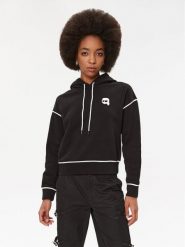 KARL LAGERFELD Bluza Ikonik 2.0 235W1816 Czarny Regular Fit. Czarne bluzy KARL LAGERFELD, m, bez wzorów, z bawełny, bez kaptura. Za 539.99 zł.