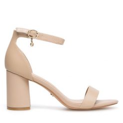 Sandały Lasocki. Brązowe sandały Lasocki, bez wzorów, bez obcasa, na słupku, bez zapięcia. Za 229.99 zł.