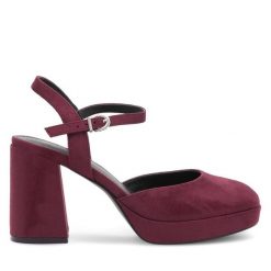 Sandały JENNY. Czerwone sandały Jenny, bez wzorów, bez obcasa, na słupku, bez zapięcia. Za 139.99 zł.