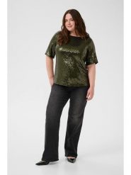 KAFFE curve Bluzka "Mirana" w kolorze zielonym rozmiar: M. Zielone bluzki KAFFE curve, m, bez wzorów, bez kołnierzyka, bez ramiączek. Za 104.99 zł.