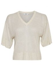MOSS COPENHAGEN Sweter "Kobra" w kolorze kremowym rozmiar: L/XL. Brązowe swetry Moss Copenhagen, l, bez wzorów, z wiskozy, klasyczne, bez ramiączek. Za 119.12 zł.