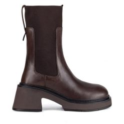 Sztyblety Gino Rossi. Brązowe botki Gino Rossi, bez wzorów, bez obcasa, na płaskiej podeszwie, bez zapięcia. Za 279.99 zł.