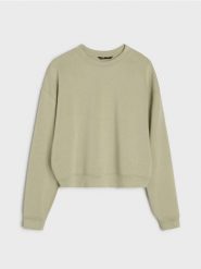 Bluza crewneck basic - khaki. Brązowe bluzy bez kaptura Sinsay, l, bez wzorów, z dzianiny, bez kaptura. Za 45.99 zł.