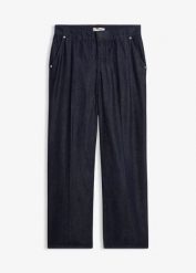 Jeansy wide leg, straight. Niebieskie jeansy bonprix, bez wzorów, z jeansu. Za 142.99 zł.