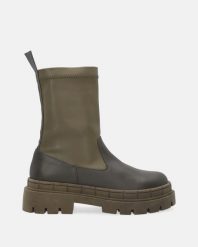 ZIELONE WORKERY Z ELASTYCZNĄ CHOLEWKĄ 0461097 514 KHAK. Zielone botki Venezia, bez wzorów, ze skóry, bez obcasa, bez zapięcia. Za 289.00 zł.