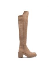 DeeZee Kozaki MORGANE WS5596-30 Beżowy. Brązowe kozaki DeeZee, bez wzorów, z materiału, bez obcasa, na słupku, bez zapięcia. Za 159.99 zł.
