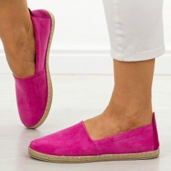 Różowe espadryle damskie, półbuty Potocki 16009. Czerwone espadryle POTOCKI, bez wzorów, z zamszu, bez obcasa, na obcasie. Za 89.00 zł.