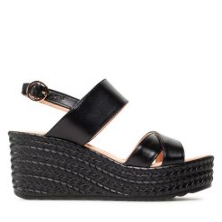 Sandały Baldaccini. Czarne sandały Baldaccini, bez wzorów, bez obcasa, na koturnie, bez zapięcia. Za 179.99 zł.
