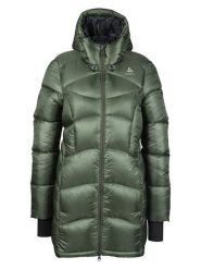 Odlo Parka puchowa "Cocoon X" w kolorze zielonym rozmiar: XS. Zielone płaszcze ODLO, xs, bez wzorów, z puchu, sportowe, bez kaptura. Za 482.03 zł.