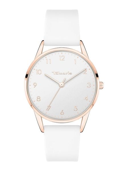 Tamaris Zegarek kwarcowy w kolorze różowozłoto-białym rozmiar: onesize. Białe, analogowe zegarki Tamaris, metalowe. Za 130.99 zł.