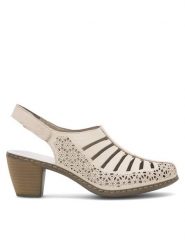 Rieker Półbuty 40959-60 Beżowy. Brązowe półbuty wsuwane Rieker, bez wzorów, ze skóry, bez obcasa, na obcasie. Za 299.99 zł.