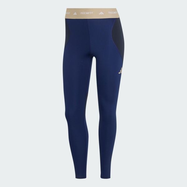 Legginsy do ćwiczeń TECHFIT Color Block 7/8. Czarne legginsy adidas, bez wzorów, z elastanu, sportowe. Za 219.00 zł.