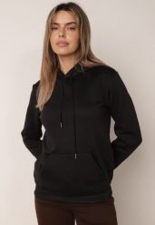 Czarna Bluza z Troczkami i Kapturem Sondos. Czarne bluzy z kapturem Born2be, l, bez wzorów, z polaru, z kapturem, trekkingowe. Za 59.99 zł.