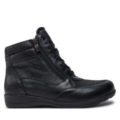 Botki Caprice. Czarne botki Caprice, bez wzorów, bez obcasa, na płaskiej podeszwie, bez zapięcia. Za 249.99 zł.