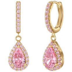 Glanzstücke München Creolen Sterling Silber gelbgold Zirkonia pink Kolczyki 1 ct Damski. Różowe kolczyki Glanzstücke München, z cyrkonią, pozłacane. Za 297.49 zł.