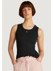 Tommy Jeans Top Essential DW0DW20673 Czarny Slim Fit. Czarne t-shirty Tommy Jeans, m, bez wzorów, z bawełny, bez kołnierzyka, bez ramiączek. Za 89.99 zł.