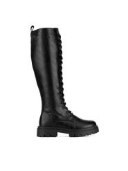 DeeZee Kozaki WS5865-26 Czarny. Czarne kozaki DeeZee, bez wzorów, z materiału, bez obcasa, na płaskiej podeszwie, bez zapięcia. Za 183.99 zł.