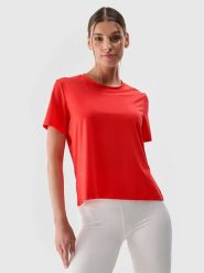 4F Koszulka sportowa w kolorze czerwonym rozmiar: S. Czerwone t-shirty sportowe 4f, s, bez wzorów, z materiału, bez ramiączek, outdoorowe. Za 44.09 zł.
