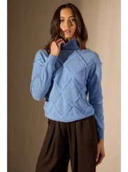 Perfect Cashmere Kaszmirowy sweter "Selania" w kolorze błękitnym rozmiar: M. Niebieskie swetry Perfect Cashmere, m, bez wzorów, z kaszmiru, bez ramiączek. Za 317.73 zł.