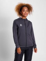 Damska bluza dresowa z kapturem zapinana na zamek Hummel Authentic. Szare bluzy Hummel, l, bez wzorów, z dresówki, z kapturem, na fitness i siłownię. Za 208.45 zł.