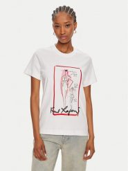 KARL LAGERFELD T-Shirt 245W1713 Biały Regular Fit. Białe t-shirty KARL LAGERFELD, xs, bez wzorów, z bawełny, bez kołnierzyka, bez ramiączek. Za 309.99 zł.