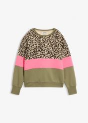 Bluza z mieszanki bawełny. Zielone bluzy bonprix, bez wzorów, z bawełny, bez kaptura. Za 94.99 zł.