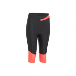 Spodenki 3/4 na rower MTB 500 damskie. Czarne szorty sportowe B'TWIN, z elastanu. Za 64.99 zł.