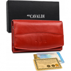 Portfel skórzany Cavaldi czerwony RD-06-GCL. Czerwone portfele 4U Cavaldi, bez wzorów, ze skóry. Za 69.99 zł.