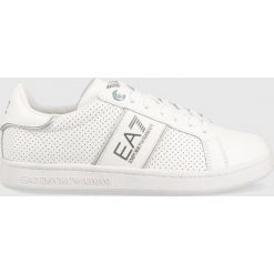 EA7 Emporio Armani sneakersy skórzane Classic Perf kolor biały. Białe buty sportowe lifestyle EA7 Emporio Armani, bez wzorów, z gumy, sportowe, z okrągłym noskiem, bez zapięcia. W wyprzedaży za 469.99 zł.