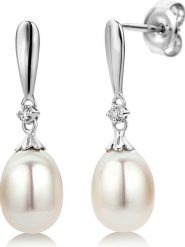 Revoni Złote kolczyki-wkrętki z perłami rozmiar: onesize. Białe kolczyki Revoni, z diamentem, złote. Za 766.90 zł.