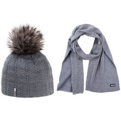 Kama Czapka I Szalik Z Dzianiny Merino a109 + s08, Szary. Szaliki i kominy marki Kama. W wyprzedaży za 179.00 zł.