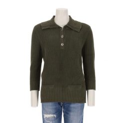 Second life - Sweter damski w kolorze khaki - Stan bardzo dobry. Zielone swetry Ralph Lauren, bez wzorów, sportowe, bez ramiączek. Za 127.76 zł.