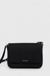 Calvin Klein torebka kolor czarny. Czarne listonoszki Calvin Klein, bez wzorów, z włókna, bez dodatków. Za 449.99 zł.