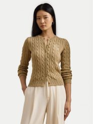 LAUREN RALPH LAUREN Kardigan 200932225007 Beżowy Slim Fit. Brązowe swetry Lauren Ralph Lauren, xl, bez wzorów, z bawełny, bez ramiączek. Za 559.99 zł.
