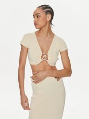 Patrizia Pepe Bluzka 2K0261/K021-W362 Écru Regular Fit. Bluzki Patrizia Pepe, bez wzorów, z wiskozy, bez kołnierzyka, bez ramiączek. Za 539.99 zł.