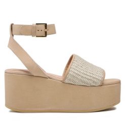 Sandały Alberta Ferretti. Brązowe sandały Alberta Ferretti, bez wzorów, bez obcasa, na koturnie, bez zapięcia. Za 2,589.00 zł.