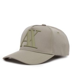 Czapka z daszkiem Armani Exchange. Brązowe czapki z daszkiem Armani Exchange, bez wzorów. Za 179.99 zł.