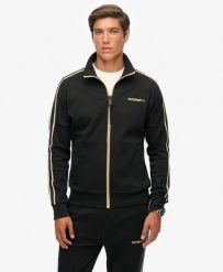 Superdry Tech Cult Loose Track Top - Luźna bluza sportowa, stójka na zamek. Czarne bluzy bez kaptura Superdry, uniwersalny, bez wzorów, z bawełny, bez kaptura, na fitness i siłownię. Za 377.35 zł.