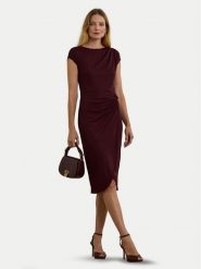 LAUREN RALPH LAUREN Sukienka koktajlowa 250951402001 Bordowy Slim Fit. Czerwone sukienki Lauren Ralph Lauren, bez wzorów, z syntetyku, wizytowe, bez kołnierzyka, bez ramiączek. Za 619.99 zł.