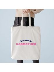 WOOOP Torba "I´m a great Godmother" w kolorze kremowym - 36 x 43 cm rozmiar: onesize. Brązowe shopper bag Wooop, bez wzorów, z bawełny, na ramię, bez dodatków. Za 39.99 zł.