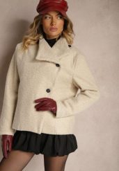 Beżowa Jednorzędowa Kurtka Futrzana z Guzikami Elliorith. Brązowe kurtki Renee, l, bez wzorów, z futra, eleganckie, bez kaptura. W wyprzedaży za 104.99 zł.