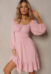 Różowa Sukienka Megadia. Czerwone sukienki Renee, na imprezę, bez wzorów, klasyczne, bez kołnierzyka, bez ramiączek, mini, dopasowane. W wyprzedaży za 69.99 zł.