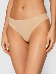 Calvin Klein Underwear Stringi 0000D3428E Beżowy. Brązowe stringi Calvin Klein Underwear, bez wzorów, z syntetyku. Za 89.99 zł.