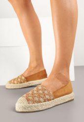 Jasnobrązowe Espadryle z Plecionym Sznurkiem i Geometrycznym Wzorem Sdivira. Brązowe espadryle Born2be, bez wzorów, z jeansu, eleganckie, bez obcasa, na obcasie. W wyprzedaży za 72.24 zł.
