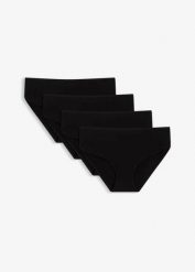 Figi maxi panty z bawełny organicznej (4 pary). Niebieskie figi bonprix, bez wzorów, z bawełny. Za 57.99 zł.