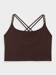 4F Top sportowy w kolorze ciemnobrązowym rozmiar: L. Brązowe topy sportowe 4f, l, bez wzorów, z materiału, outdoorowe. Za 41.59 zł.