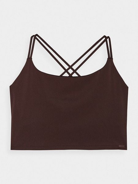 4F Top sportowy w kolorze ciemnobrązowym rozmiar: L. Brązowe topy sportowe 4f, l, bez wzorów, z materiału, outdoorowe. Za 37.21 zł.