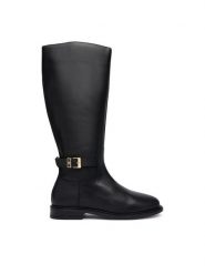Tommy Hilfiger Kozaki Th Buckle Leather Knee Boot FW0FW09572 Czarny. Czarne kozaki Tommy Hilfiger, bez wzorów, ze skóry, bez obcasa, bez zapięcia. Za 949.99 zł.