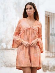 Isla Bonita by SIGRIS Sukienka w kolorze pomarańczowym rozmiar: XXL. Pomarańczowe sukienki Isla Bonita by SIGRIS, xxl, bez wzorów, z bawełny, bez kołnierzyka, bez ramiączek, mini. Za 110.04 zł.